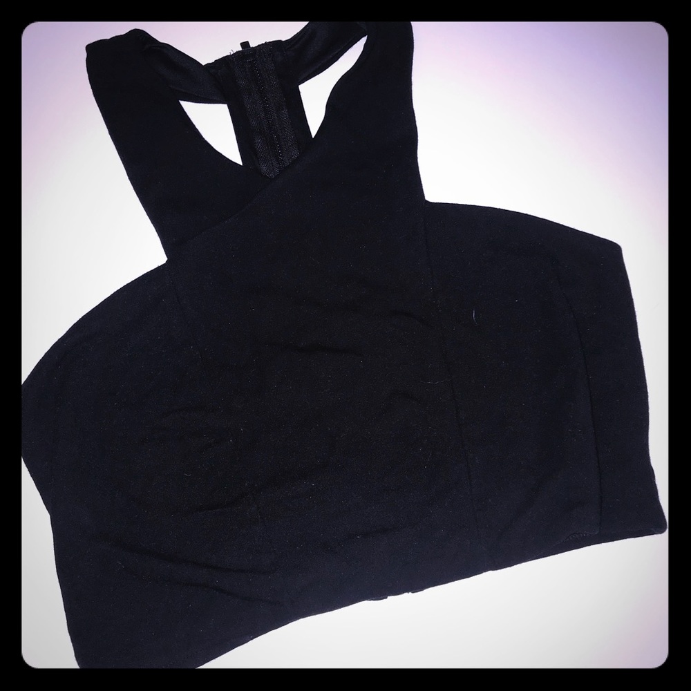 Black Express Crop Top- Zipper Back- Size Medium
